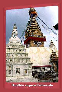 The largest Buddhist stupa in Nepal at Bodhnath Kathmandu