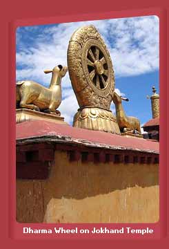 Dharma Wheel and Deer Sculpture on Jokhand Temple