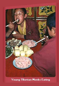 Young Tibetian Monks Eating